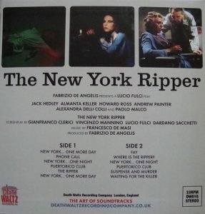 Francesco De Masi ‎– The New York Ripper LP Plak - Görsel 2