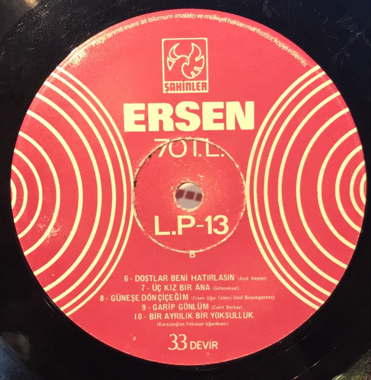 Ersen ‎– Dünden Bugüne LP Plak İlk Baskı - Görsel 3
