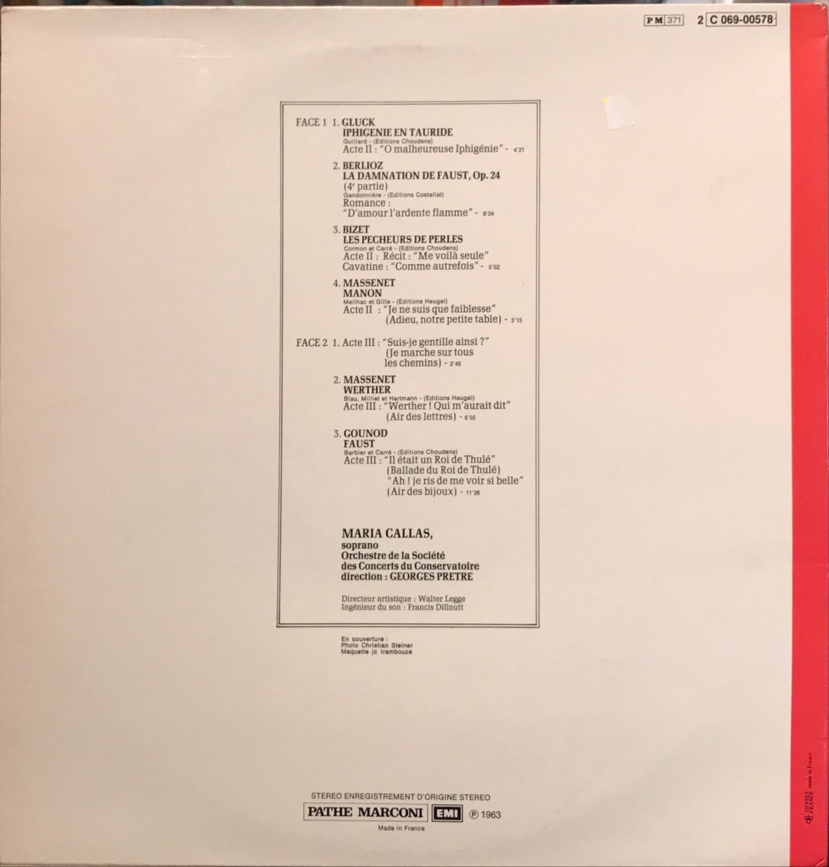 Maria Callas - ‎Callas À Paris LP Plak - Görsel 2