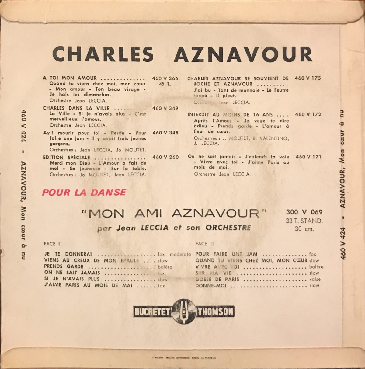 Charles Aznavour ‎– Chante Paris Au Mois D'août 45lik Plak EP - Görsel 2