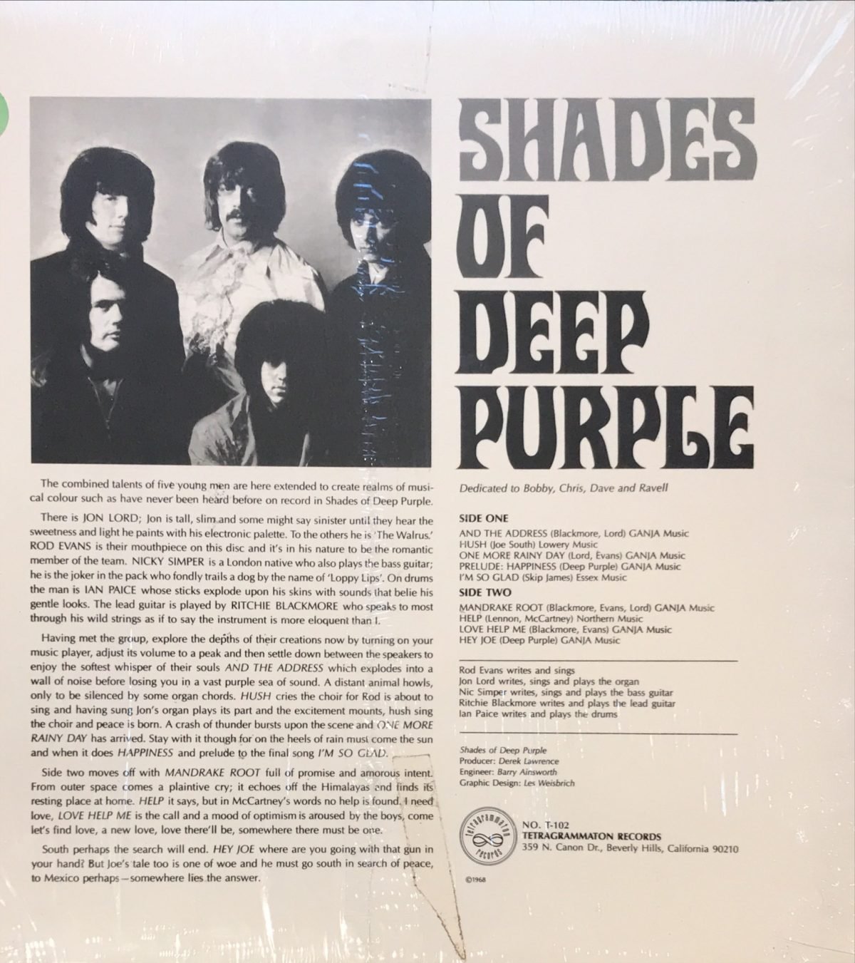 Deep Purple - Shades Of Deep Purple LP Renkli Plak - Görsel 2