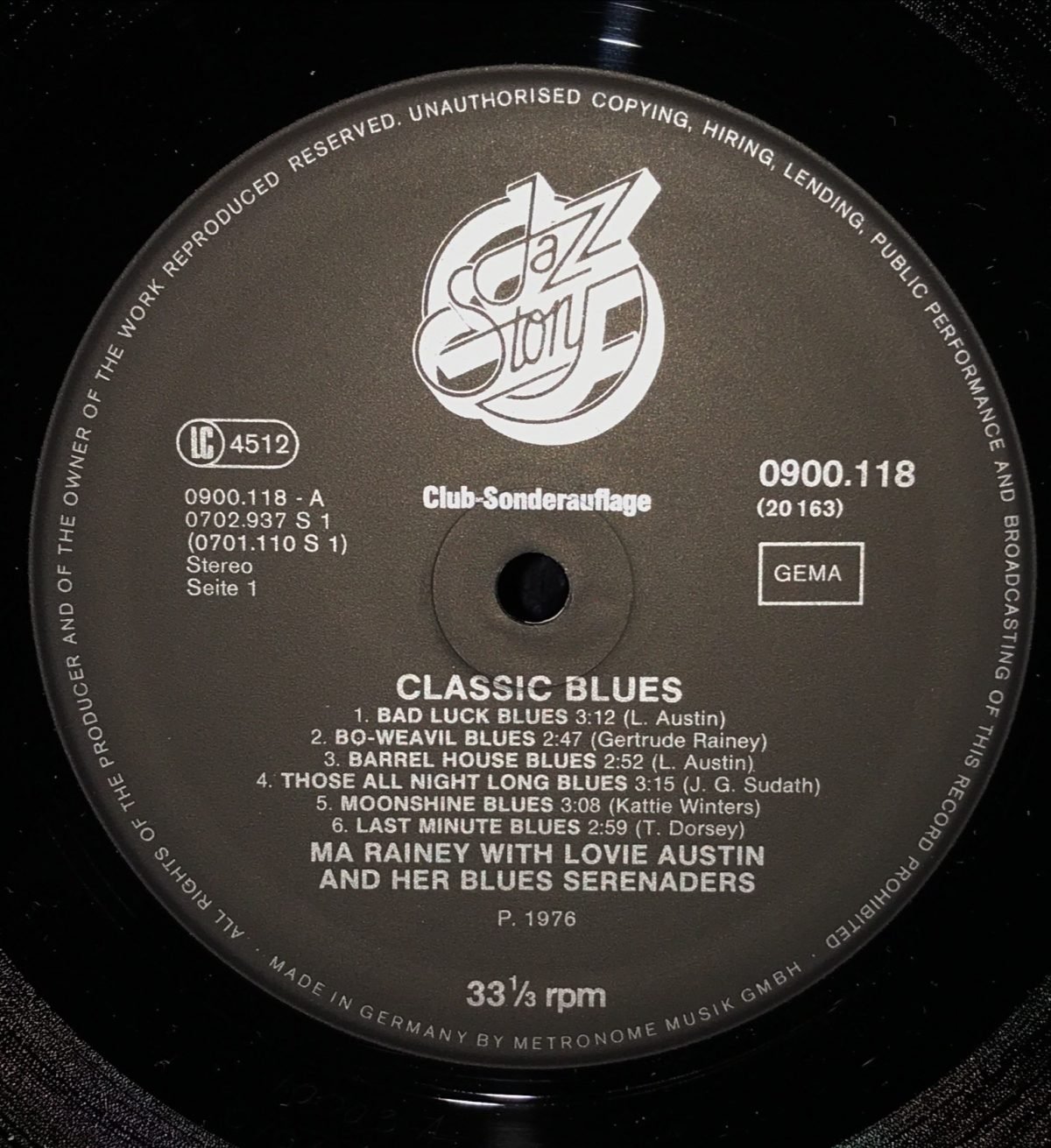 Ma Rainey With Lovie Austin And Her Blues Serenaders ‎– Classic Blues LP Plak Mono - Görsel 3