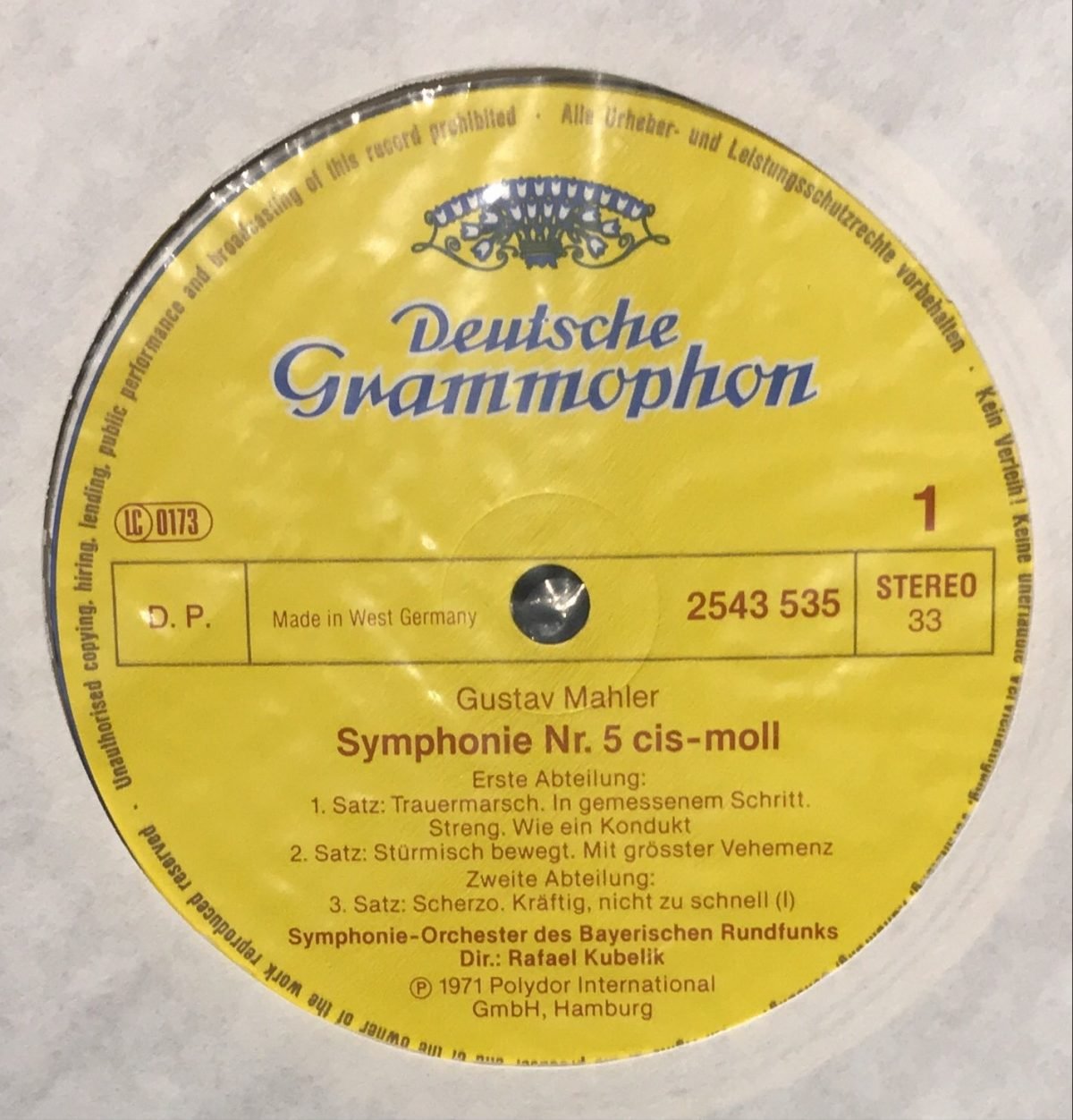 Gustav Mahler - Symphonie No.5 (Rafael Kubelik) ‎LP Plak - Görsel 2