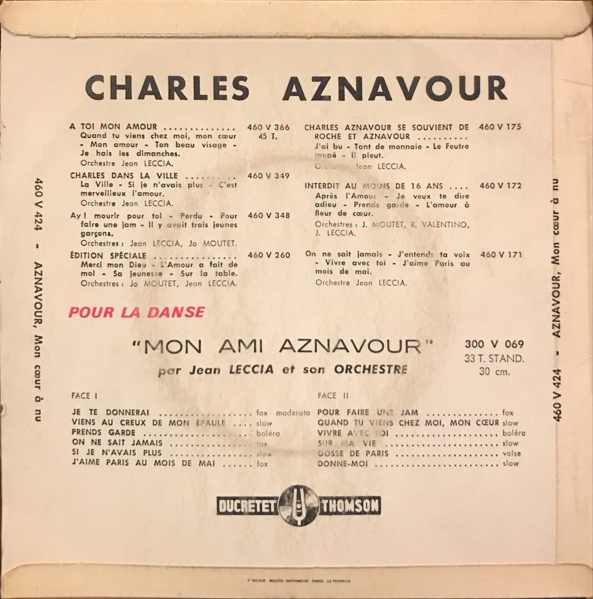 Charles Aznavour - Mon Cœur À Nu 45lik Plak EP - Görsel 2