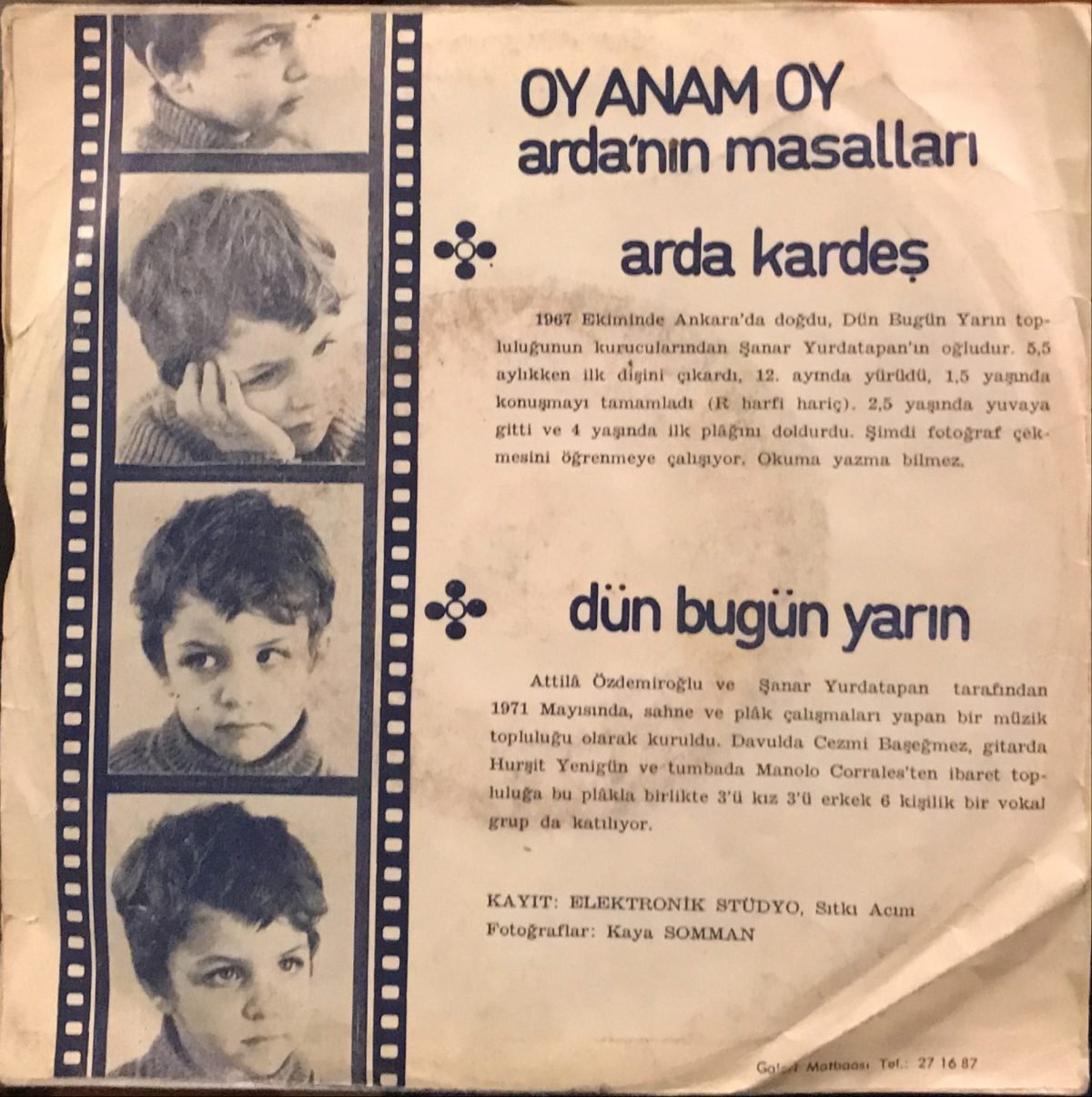 Arda Kardeş ‎– Oy Anam Oy / Arda'nın Masalları 45lik Plak - Görsel 2