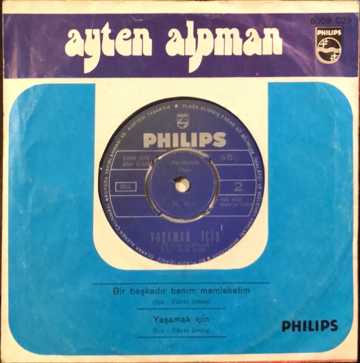 Ayten Alpman ‎– Bir Başkadır Benim Memleketim / Yaşamak İçin 45lik Plak - Görsel 2