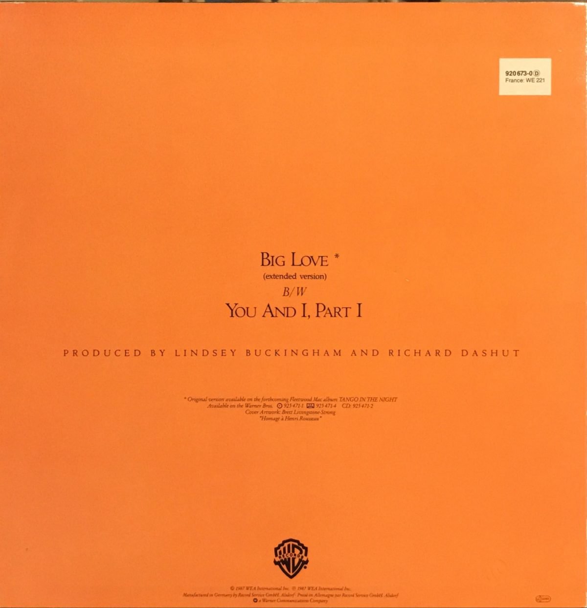 Fleetwood Mac ‎– Big Love Maxi Single Plak - Görsel 2