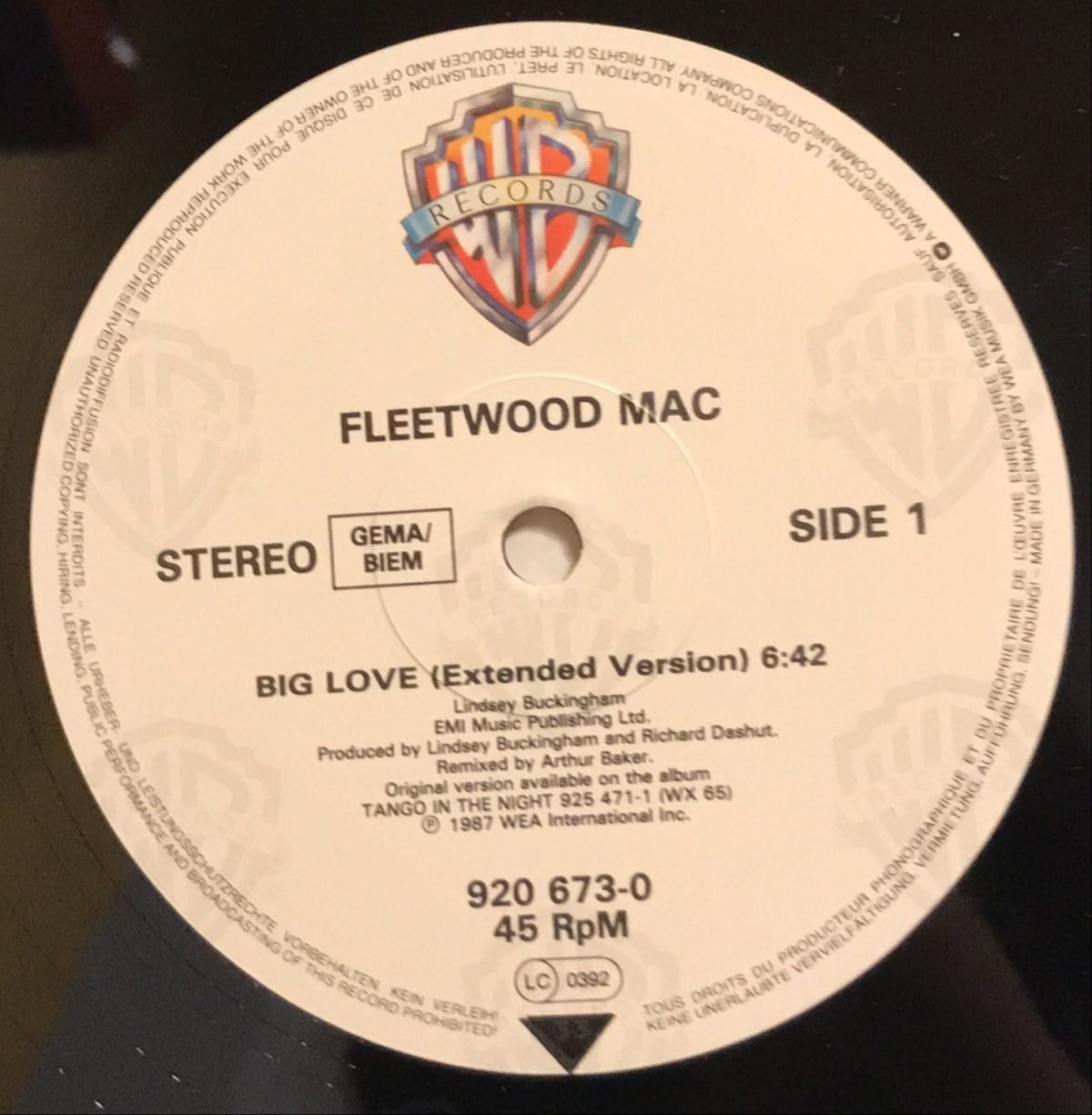 Fleetwood Mac ‎– Big Love Maxi Single Plak - Görsel 3