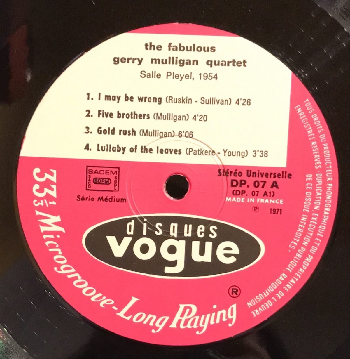 Gerry Mulligan Quartet ‎– The Fabulous Gerry Mulligan Quartet LP Plak - Görsel 4