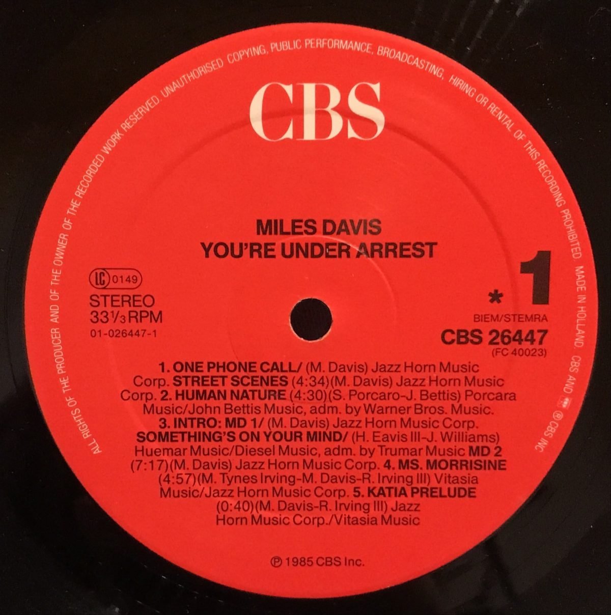 Miles Davis ‎– You're Under Arrest LP Plak - Görsel 4