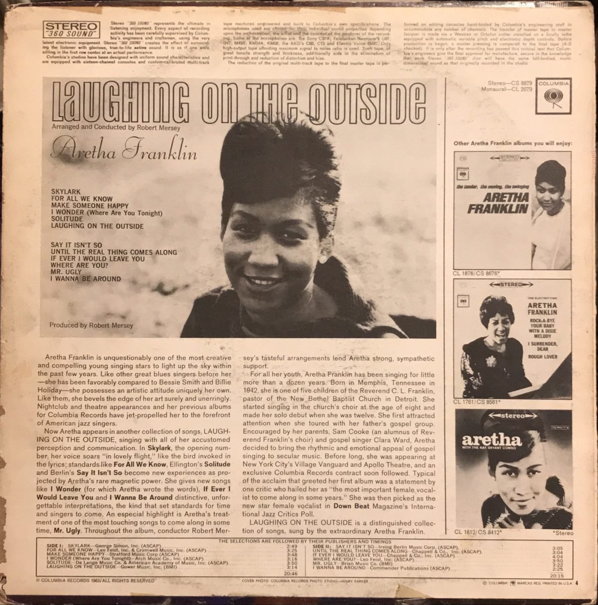 Aretha Franklin ‎– Laughing On The Outside LP Plak - Görsel 2