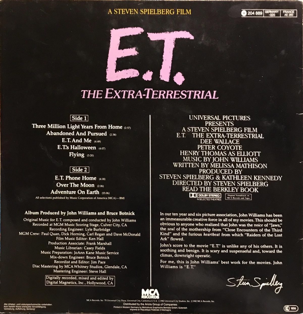 John Williams E.T. Original Soundtrack LP Plak - Görsel 2