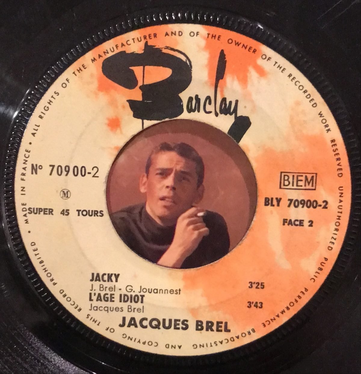 Jacques Brel ‎– Ces Gens Là 45lik Plak EP - Görsel 3