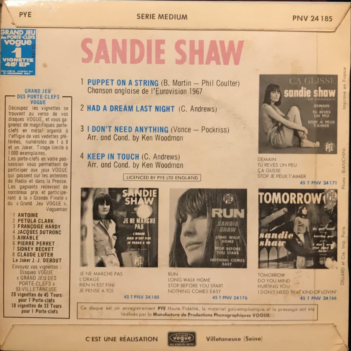Sandie Shaw ‎– Puppet On A String 45lik EP (Grand Prix De L’Eurovision 1967) - Görsel 2