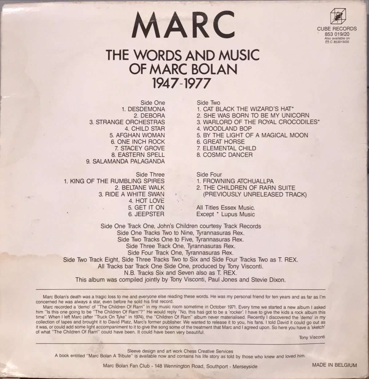 Marc Bolan ‎– The Words And Music Of Marc Bolan 1947 - 1977 - 2LP Plak - Görsel 2