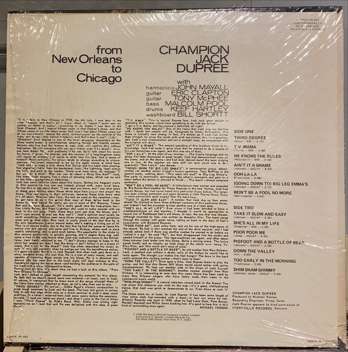 Champion Jack Dupree ‎– From New Orleans To Chicago LP Plak - Görsel 3
