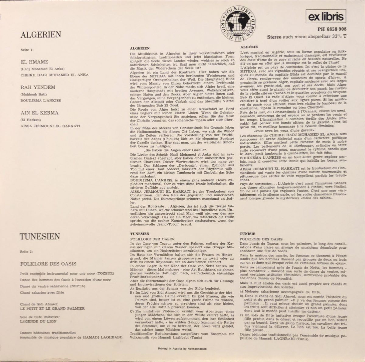 Algerien  / Tunesien  LP Plak - Görsel 2