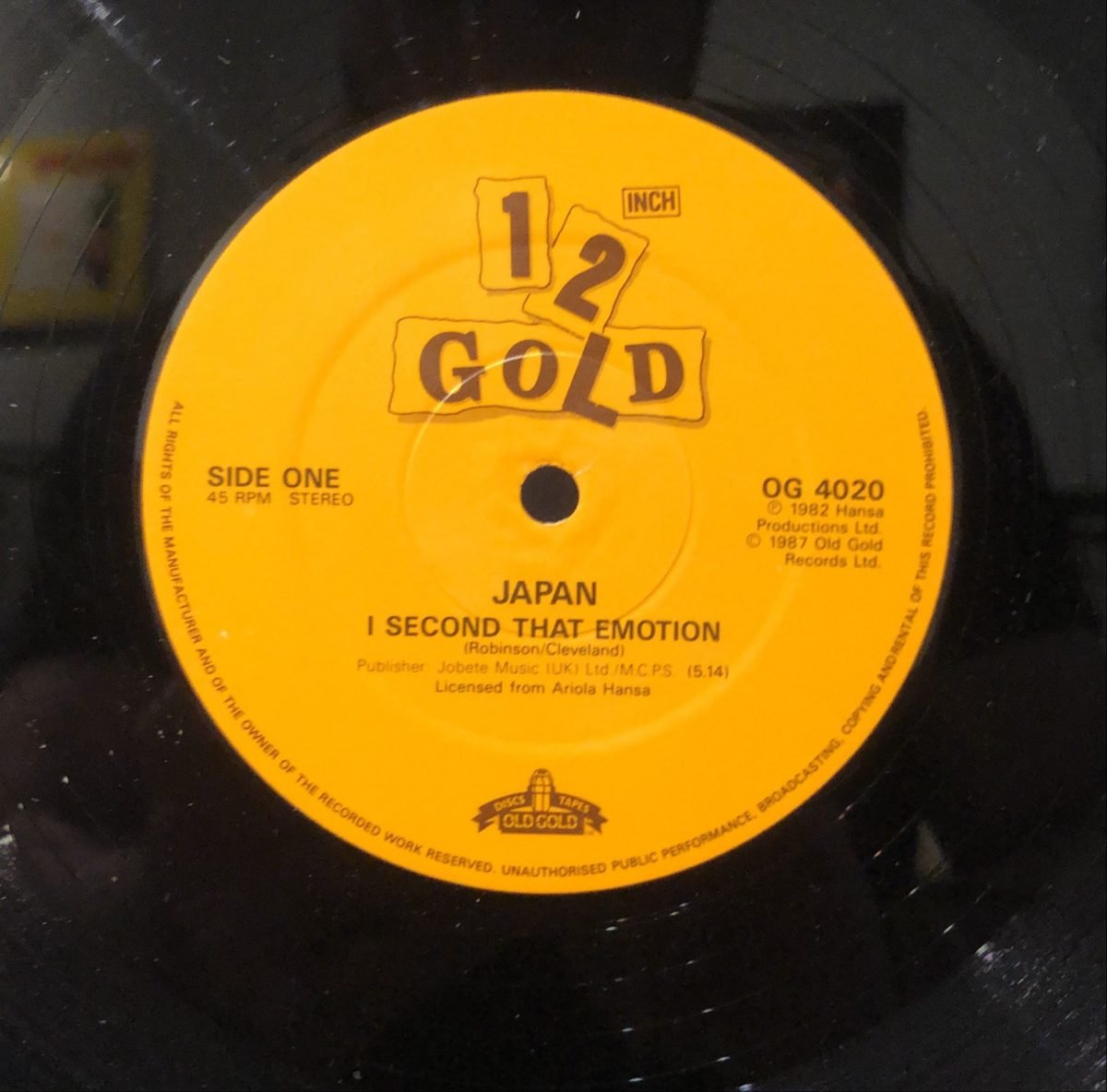 Japan ‎– I Second That Emotion/ All Tomorrow's Parties 12'' Maxi Single Plak - Görsel 3