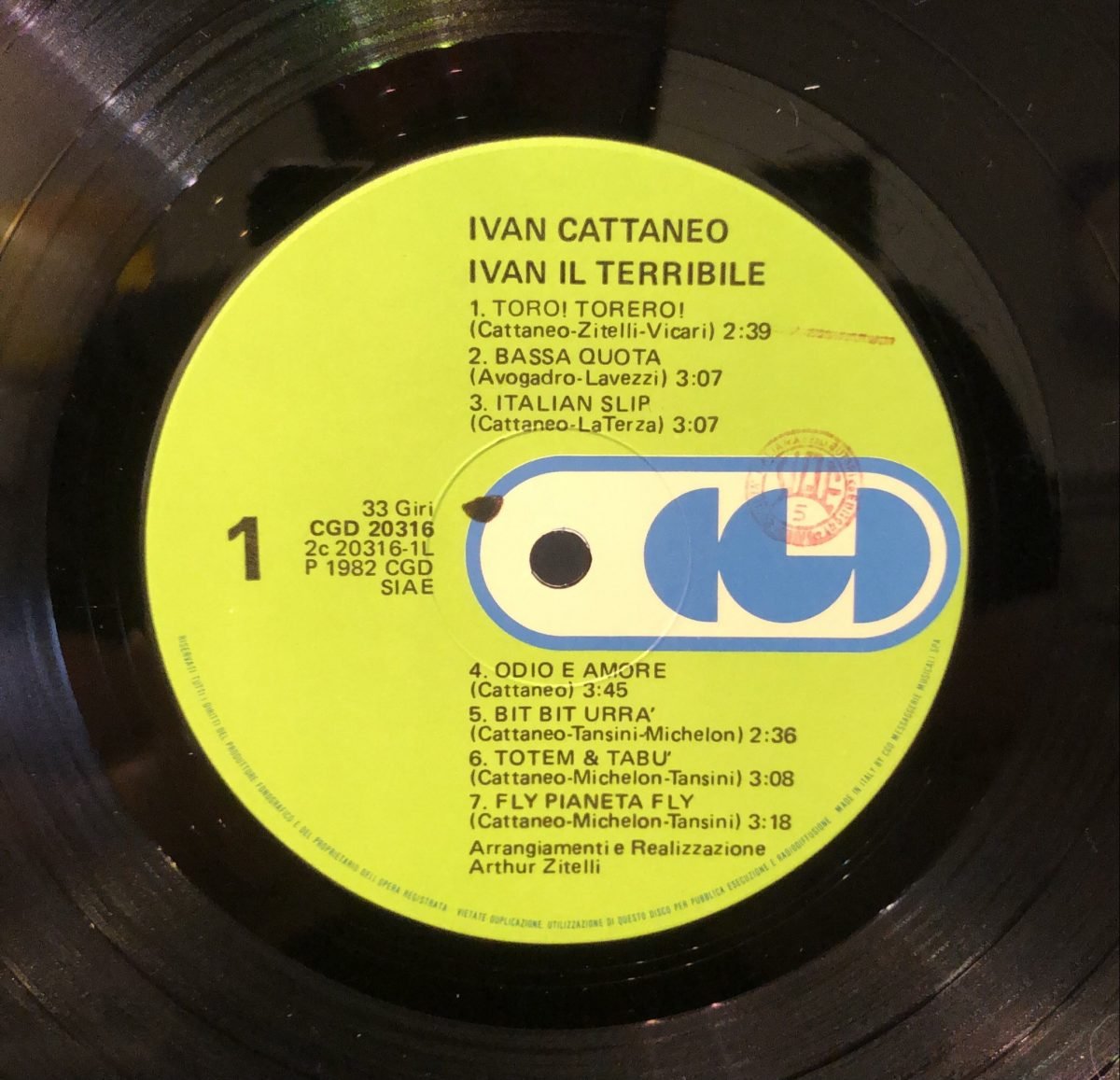 Ivan Cattaneo ‎– Ivan Il Terribile LP Plak - Görsel 3