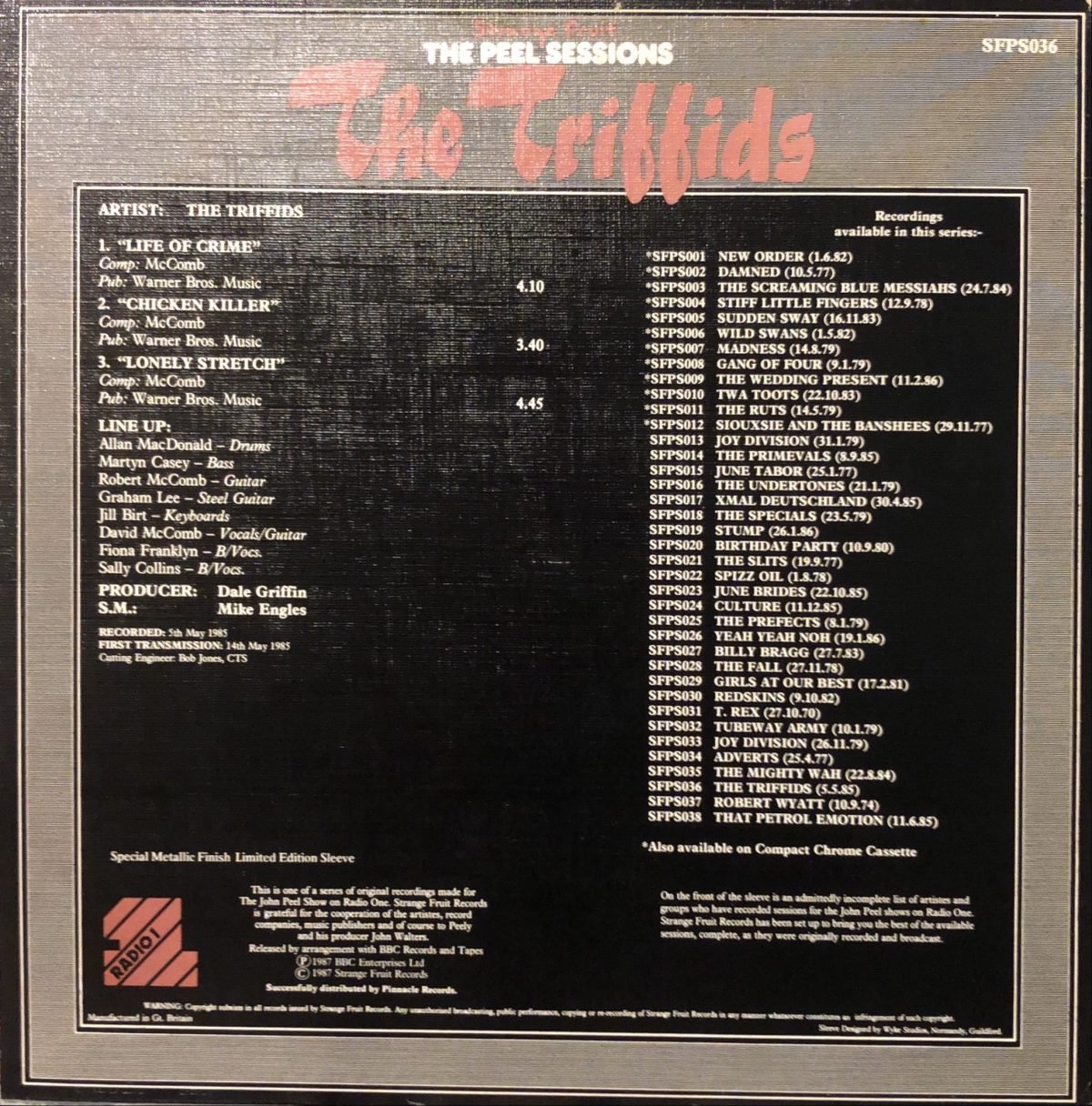 The Triffids ‎– The Peel Sessions 12” Maxi Single EP Plak - Görsel 2