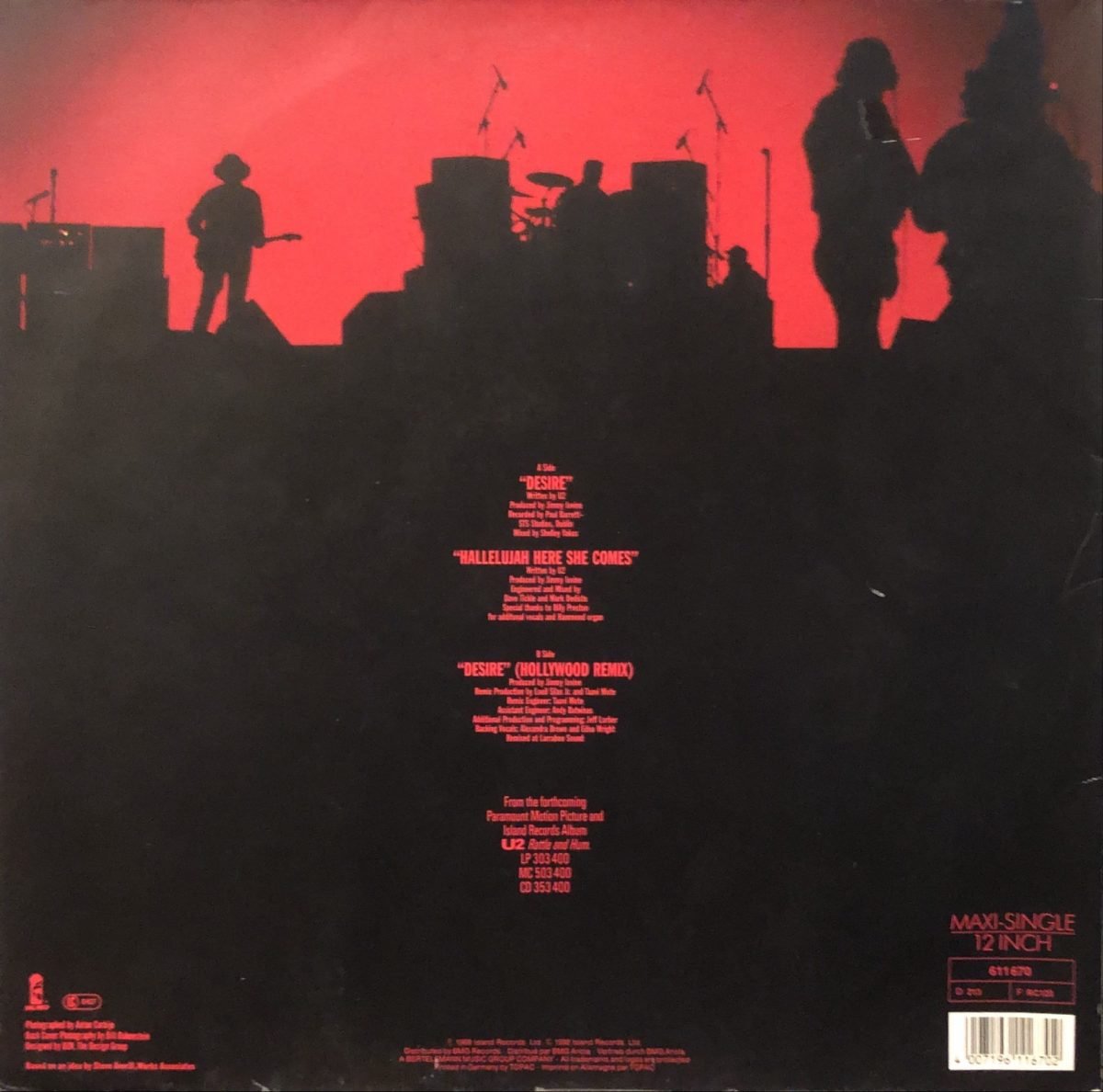 U2 ‎– Desire 12'' Maxi Single Plak - Görsel 2