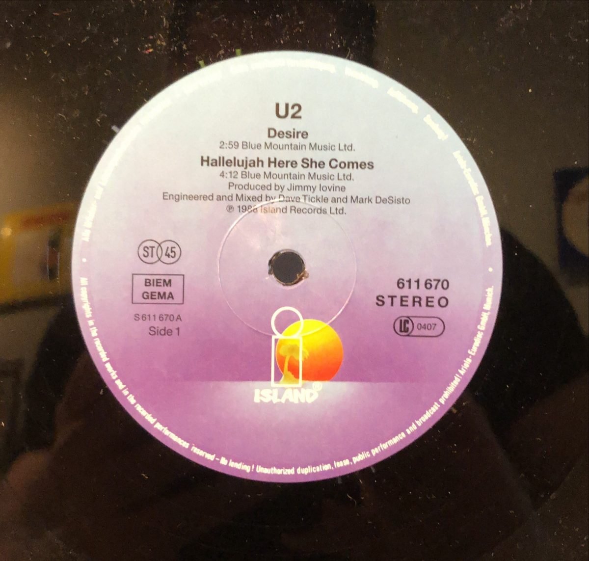 U2 ‎– Desire 12'' Maxi Single Plak - Görsel 3
