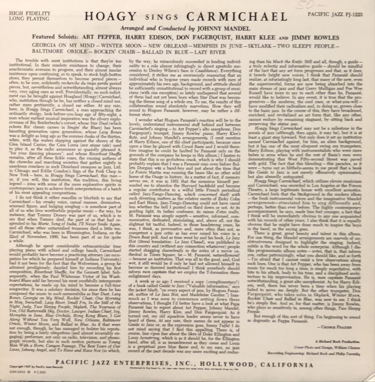 Hoagy Carmichael ‎– Hoagy Sings Carmichael With The Pacific Jazzmen LP Plak - Görsel 2