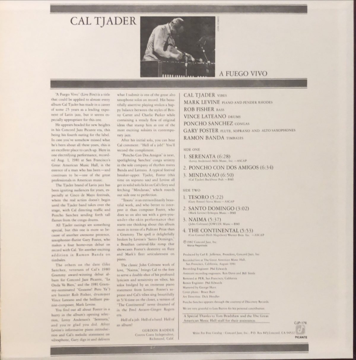 Cal Tjader ‎– A Fuego Vivo LP Plak - Görsel 2
