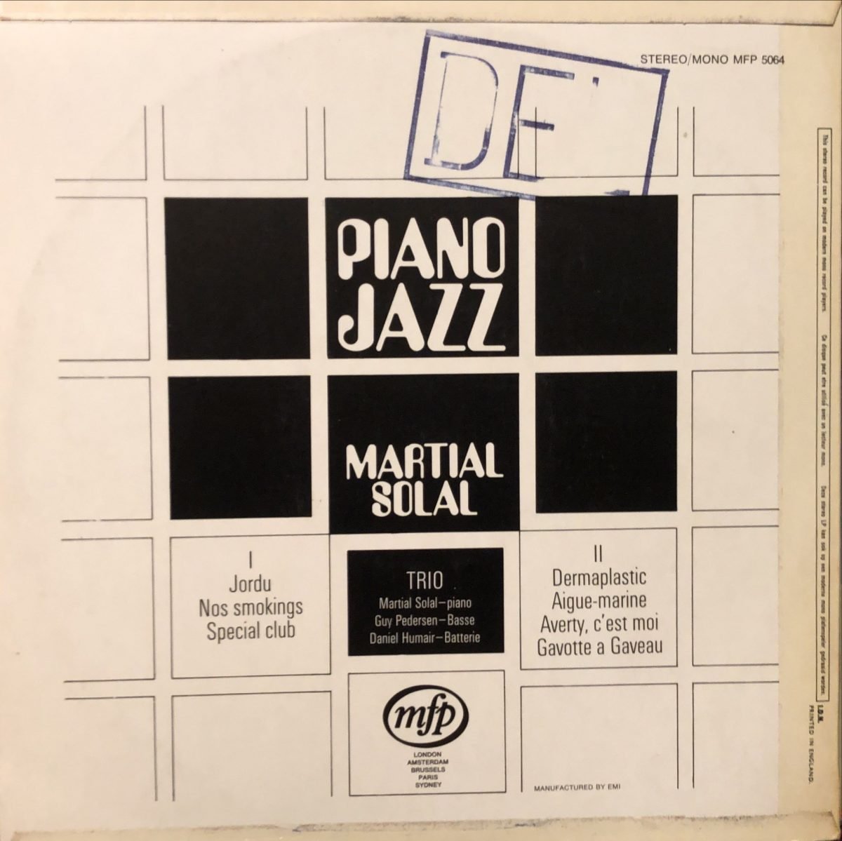 Martial Solal ‎– Piano Jazz LP Plak - Görsel 2