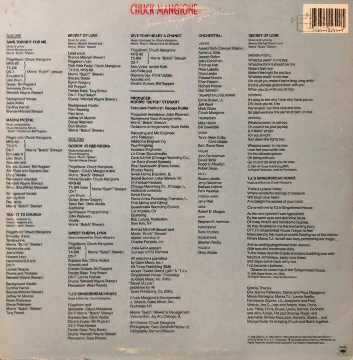 Chuck Mangione ‎– Save Tonight For Me LP Plak - Görsel 2