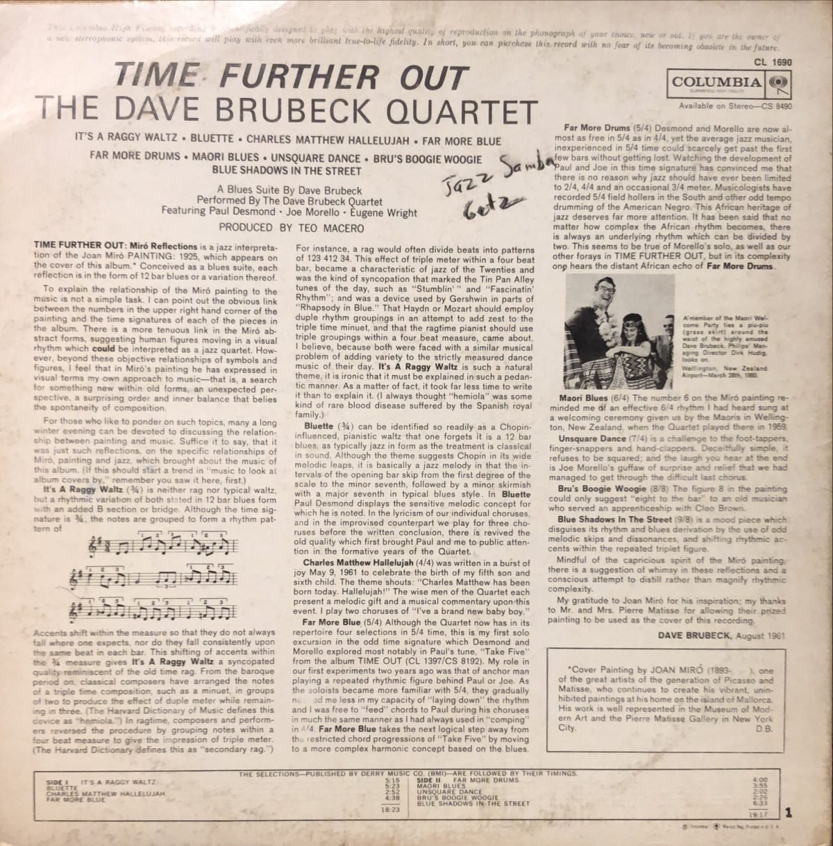 The Dave Brubeck Quartet ‎– Time Further Out LP Plak - Görsel 2