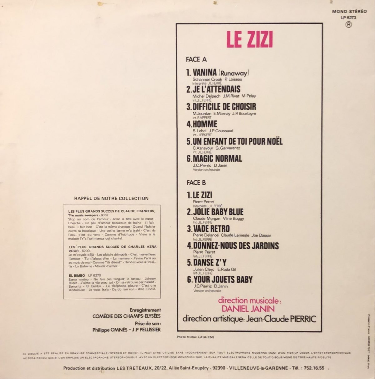 Jean-Luc Ferré, Son Orchestre Et Ses Chanteurs ‎– Vanina LP Plak - Görsel 2