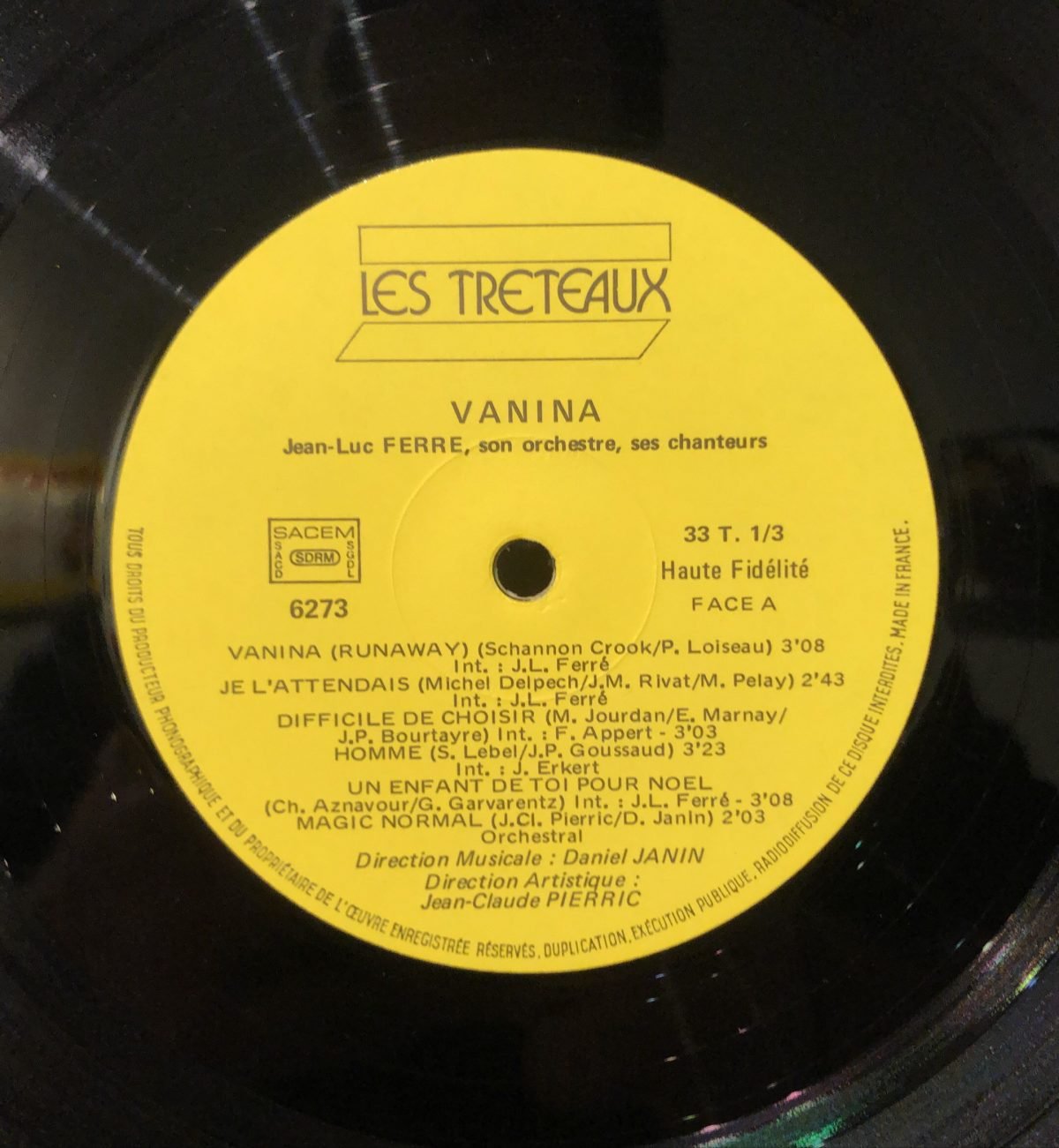 Jean-Luc Ferré, Son Orchestre Et Ses Chanteurs ‎– Vanina LP Plak - Görsel 3