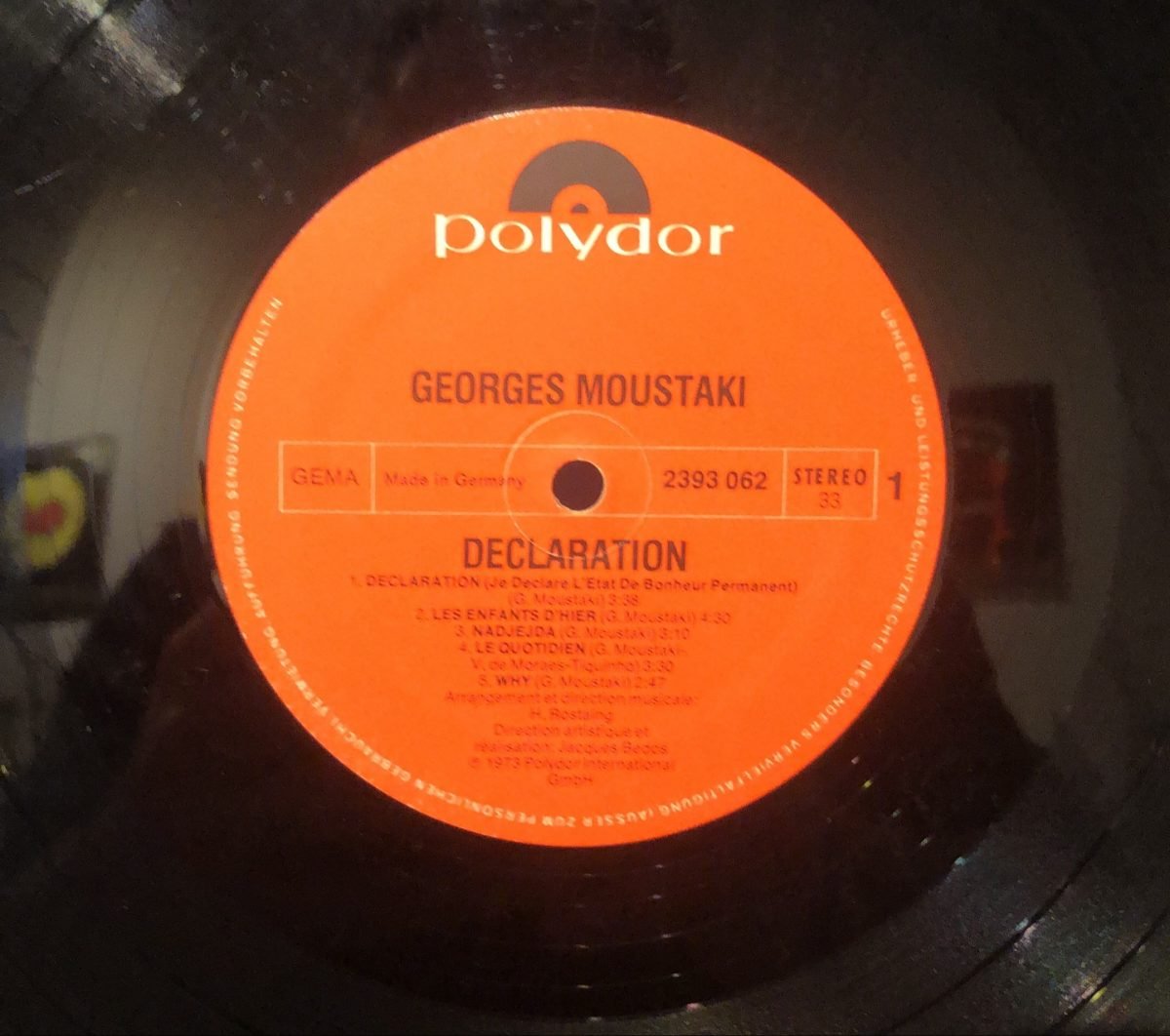 Georges Moustaki ‎– Déclaration LP Plak (Yunanca) - Görsel 3