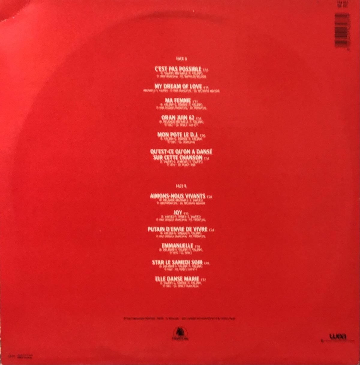 François Valéry ‎– Les Plus Belles Chansons De François Valery LP Plak - Görsel 2