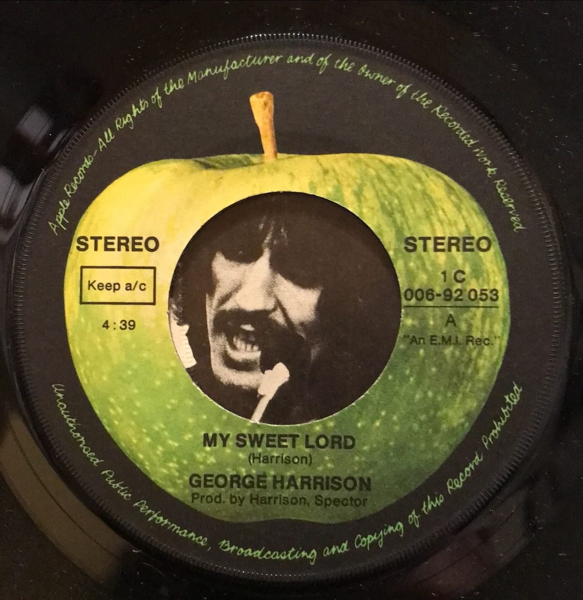 George Harrison ‎– My Sweet Lord 45lik Plak - Görsel 3