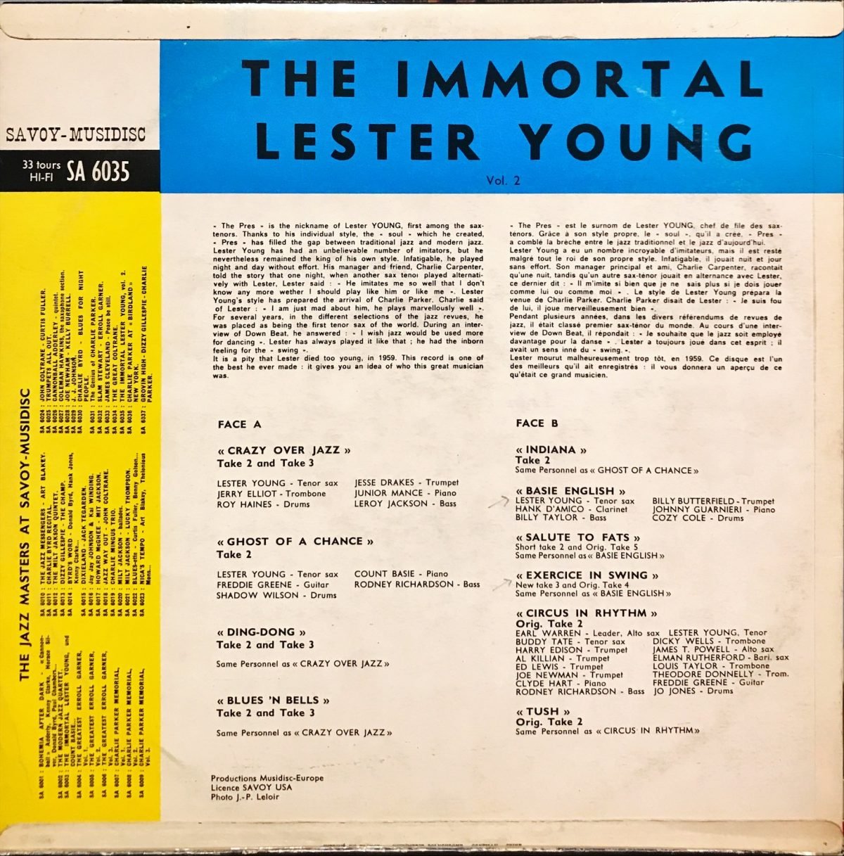 Lester Young - The Immortal Vol. II LP Plak - Görsel 3