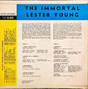 Lester Young - The Immortal Vol. II LP Plak - Görsel 3