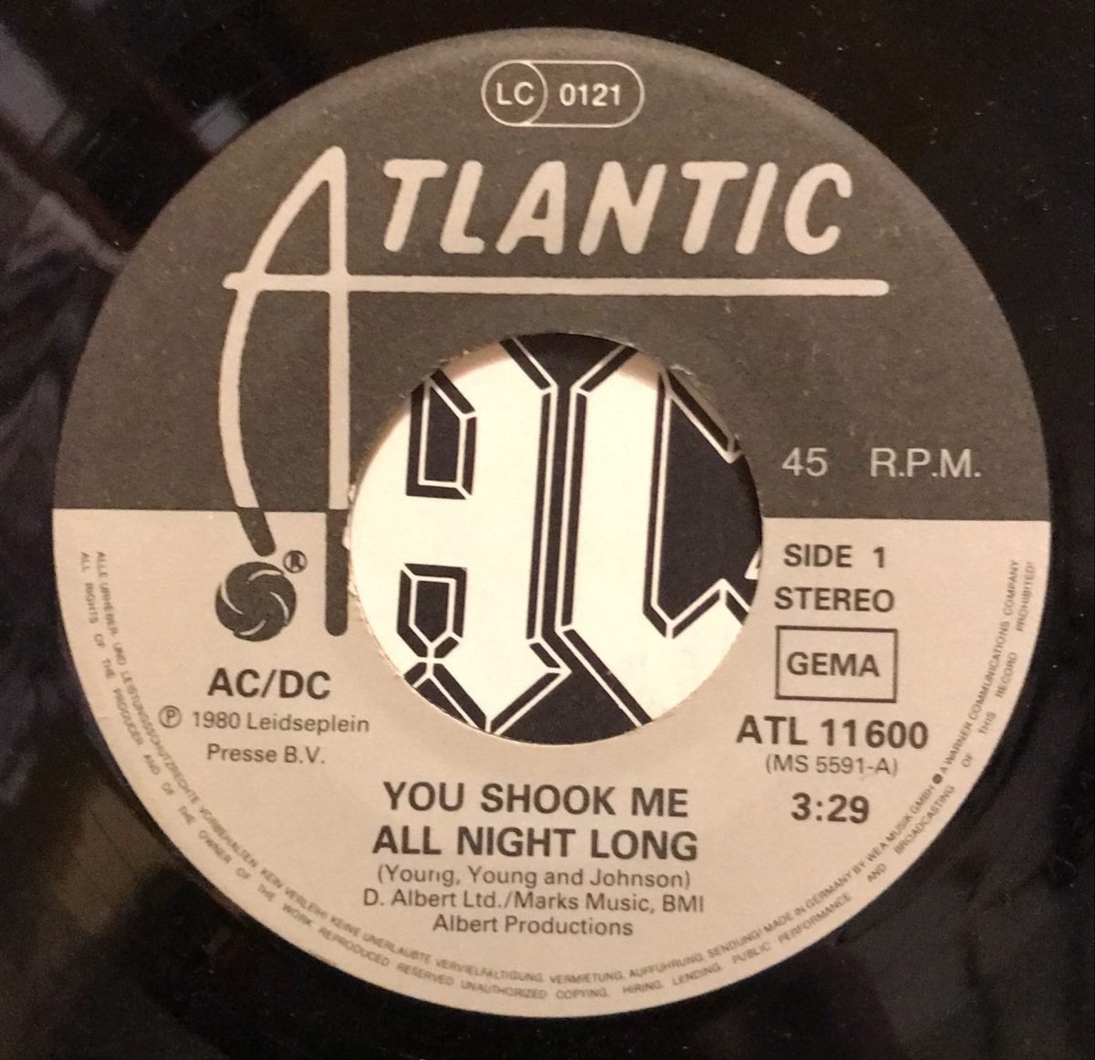 AC/DC ‎– You Shook Me All Night Long / Have A Drink On Me 45lik Plak - Görsel 2