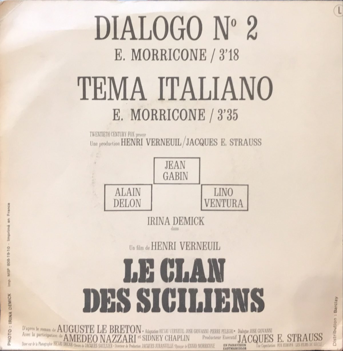 Ennio Morricone ‎– Bande Originale Du Film Le Clan Des Siciliens 45lik Plak - Görsel 2
