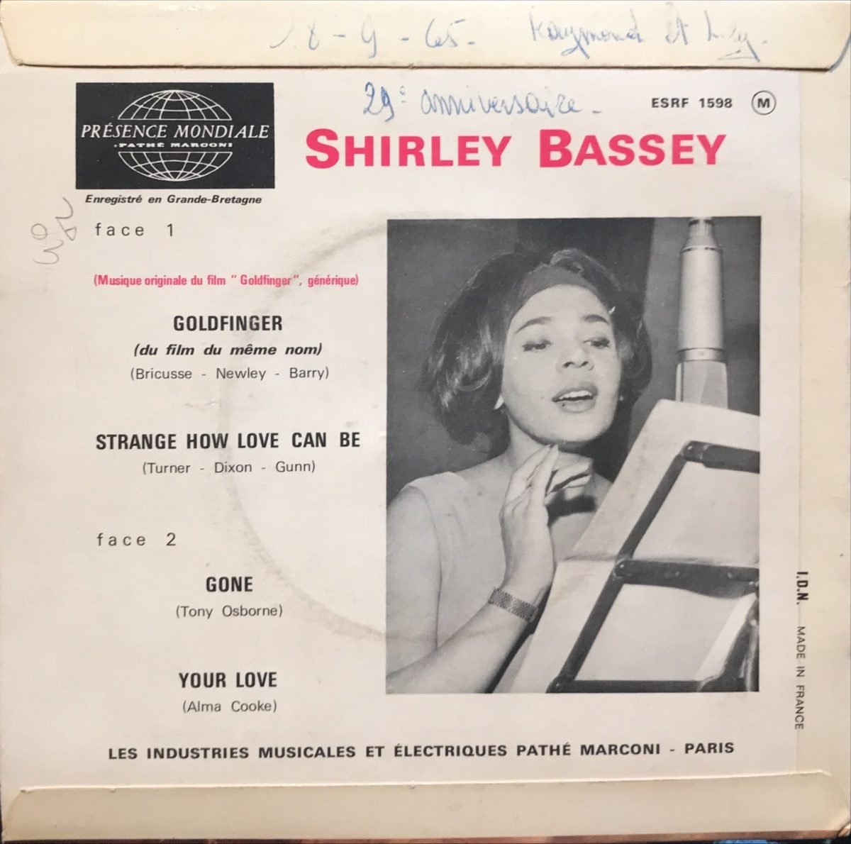 Shirley Bassey ‎– Goldfinger (Soundtrack From James Bond 007) 45lik Plak EP - Görsel 2