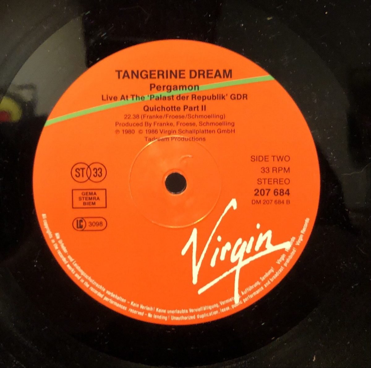 Tangerine Dream ‎– Pergamon (Live At The »Palast Der Republik« GDR)  LP Plak - Görsel 3