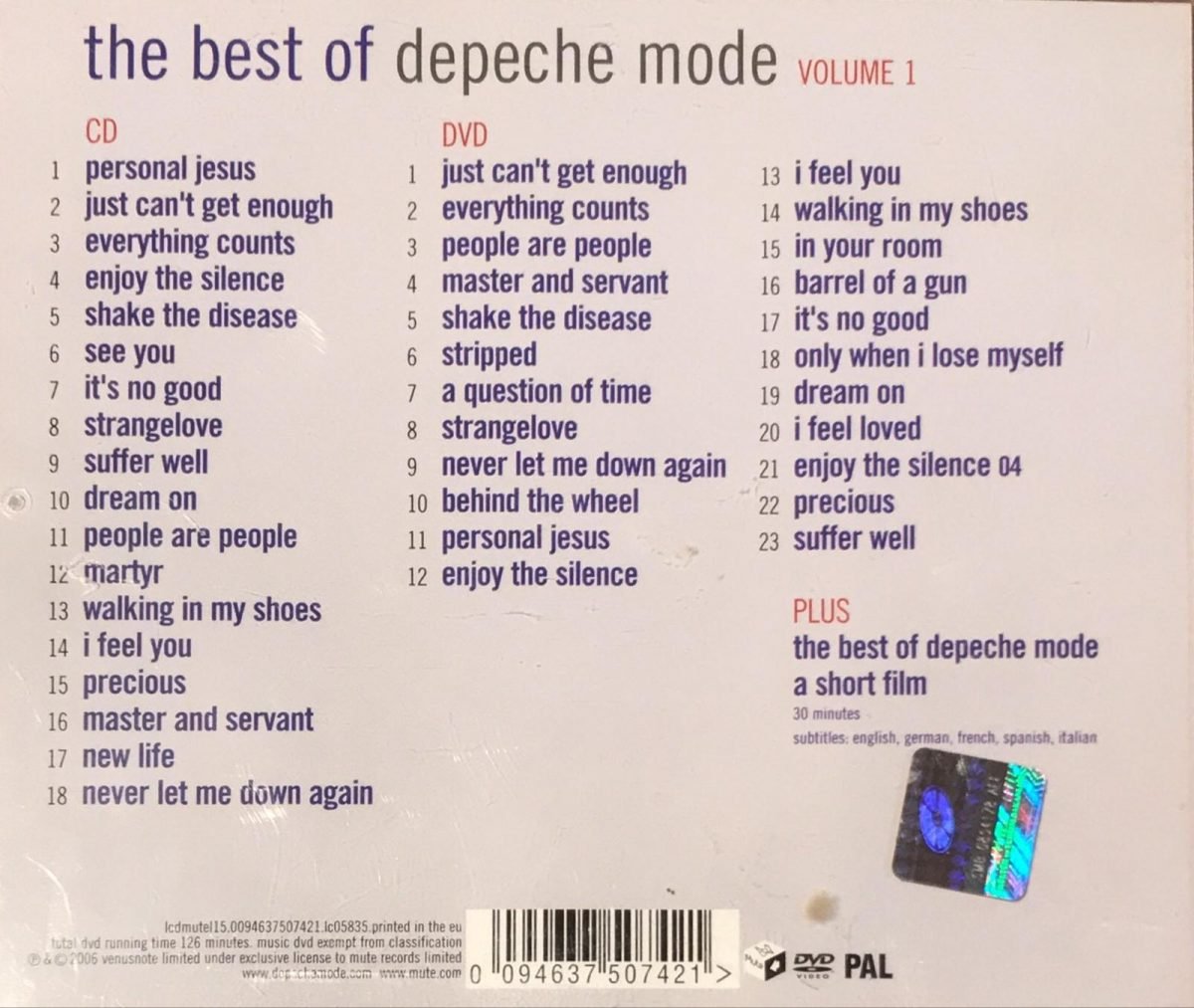 Depeche Mode ‎– The Best Of Depeche Mode (Volume 1)  CD + DVD - Görsel 3