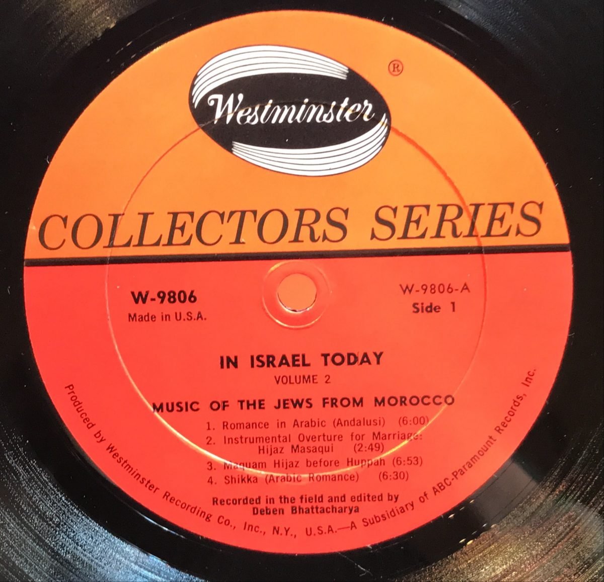 Deben Bhattacharya ‎– In Israel Today Volume 2 - Songs of the Jews from Morocco LP Plak - Görsel 3