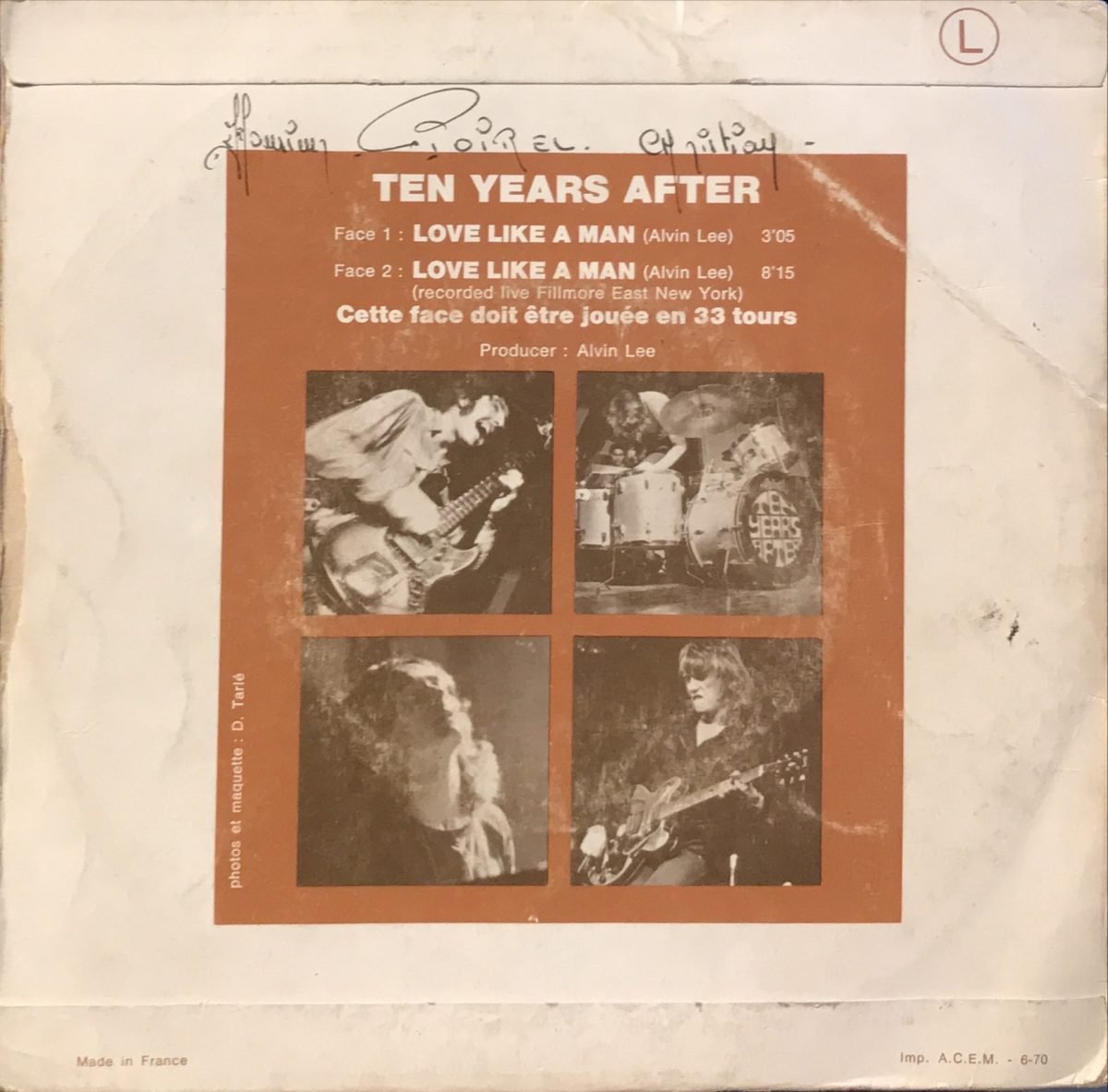 Ten Years After ‎– Love Like A Man 45lik Plak - Görsel 2
