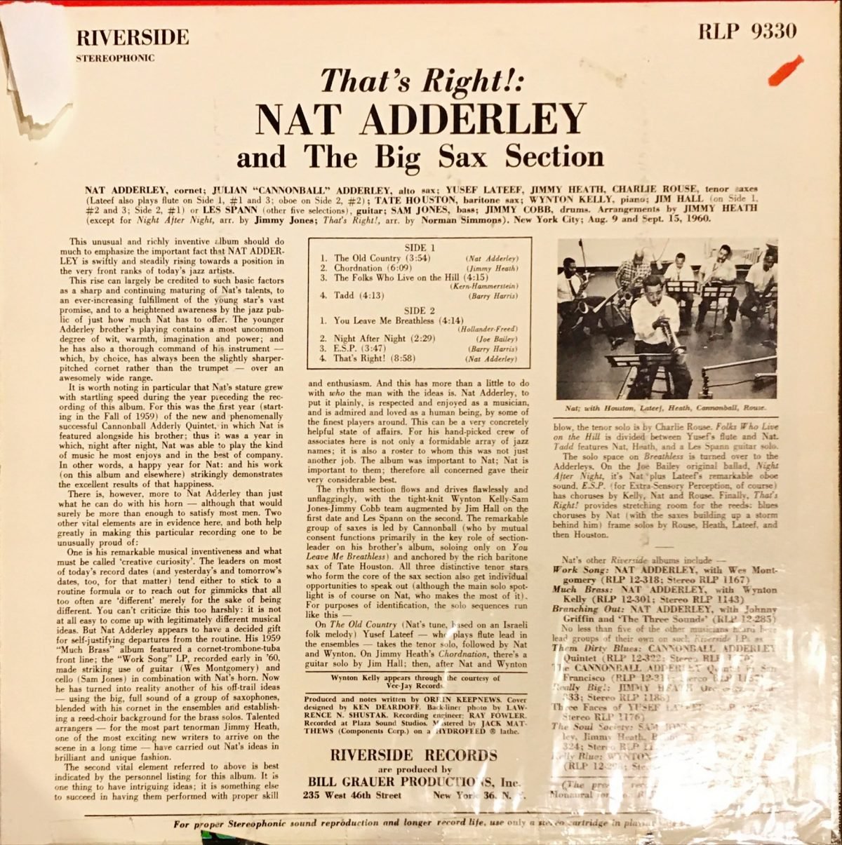 Nat Adderley ‎– That's Right! LP Plak - Görsel 2