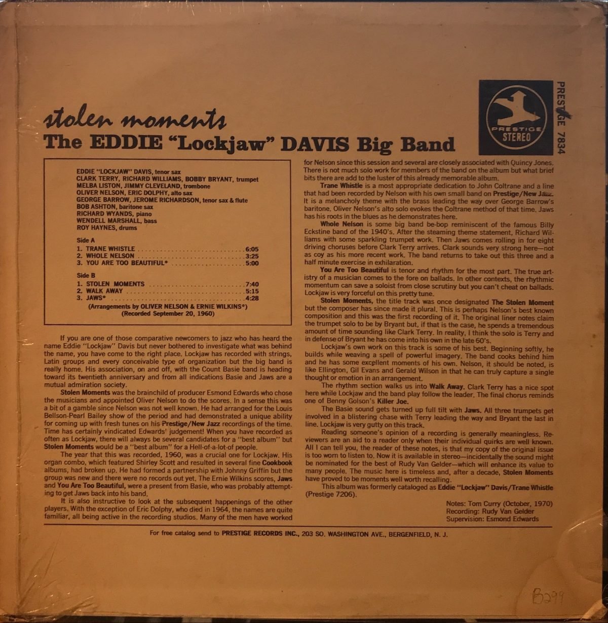 The Eddie "Lockjaw" Davis Big Band ‎– Stolen Moments - Görsel 2