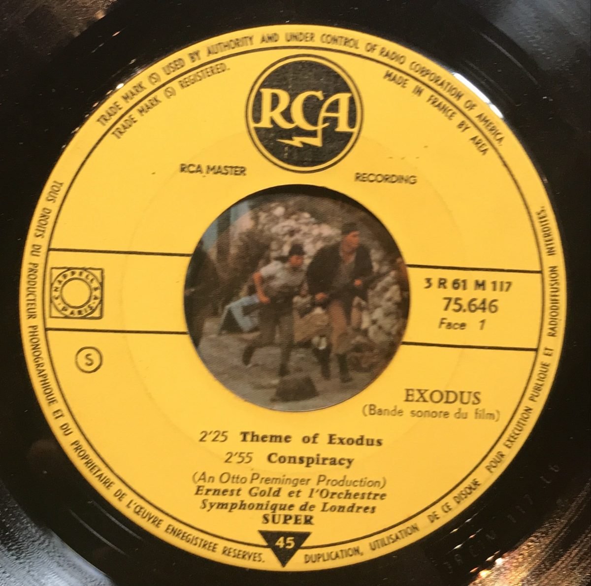 Ernest Gold ‎– Exodus Bande Originale Du Film De Otto Preminger 45lik Plak EP - Görsel 3
