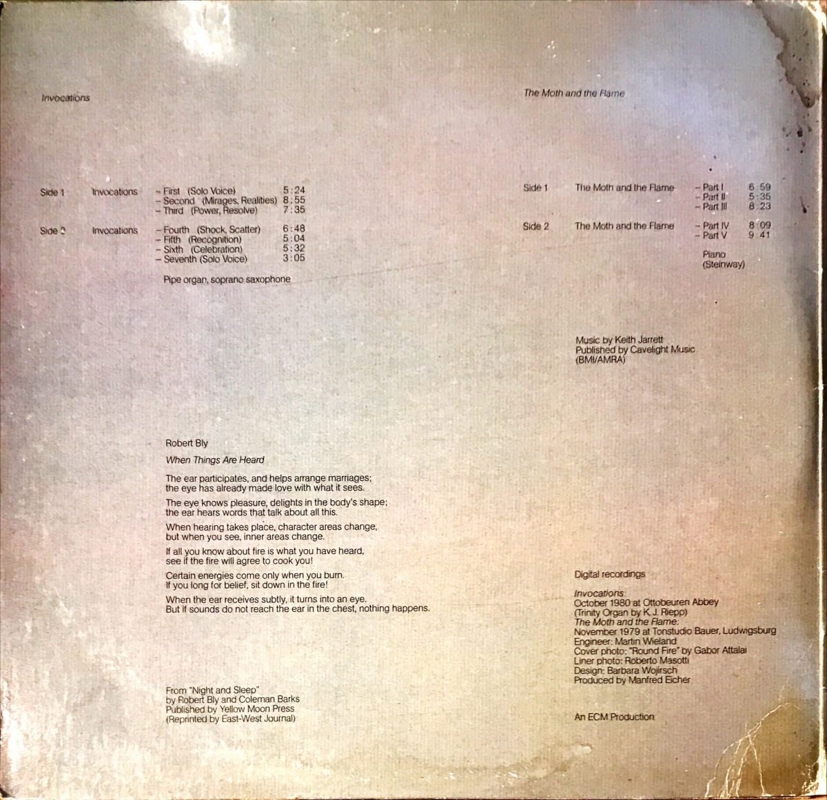 Keith Jarrett ‎– Invocations / The Moth And The Flame 2 x LP Plak - Görsel 2