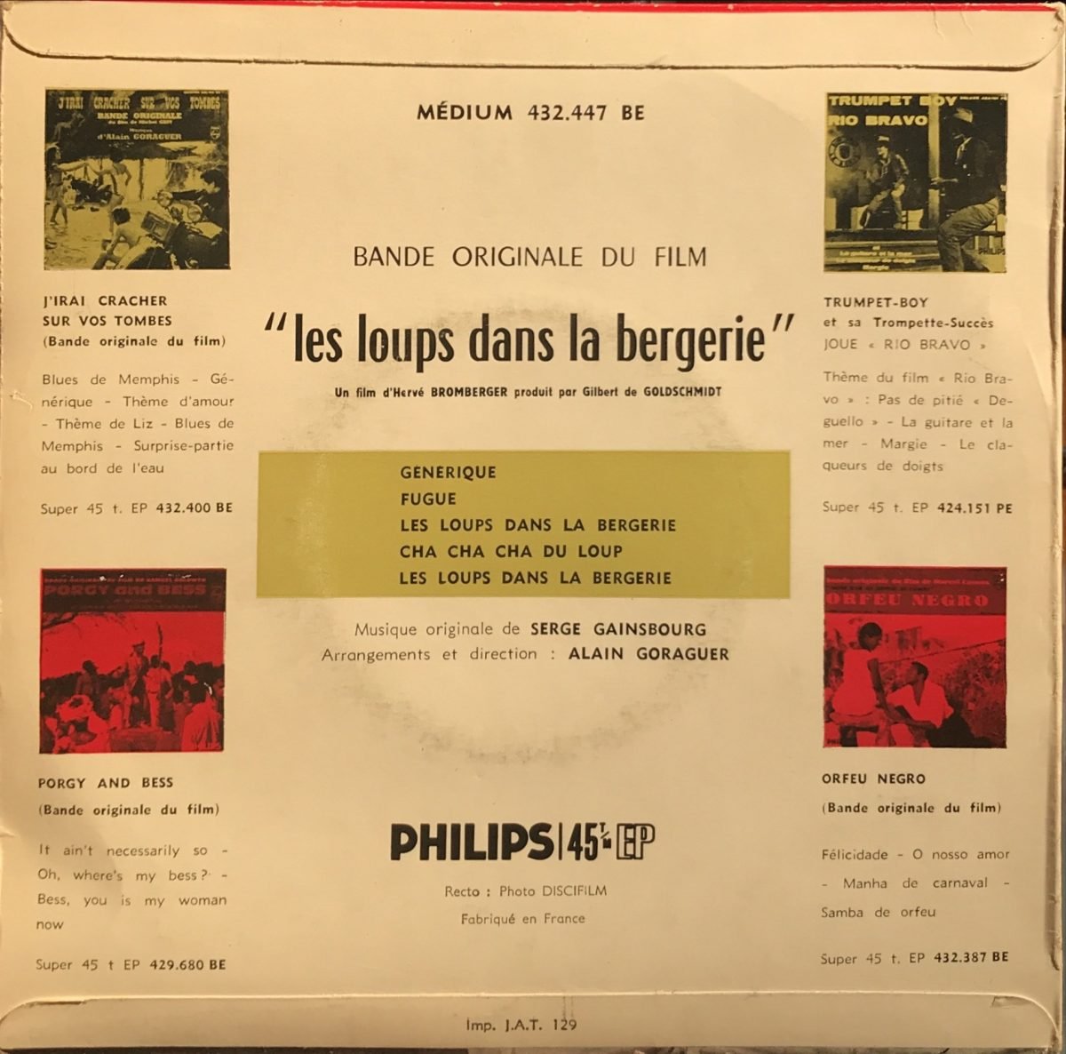 Serge Gainsbourg ‎– Bande Originale Du Film "Les Loups Dans La Bergerie" 45lik Plak EP - Görsel 2
